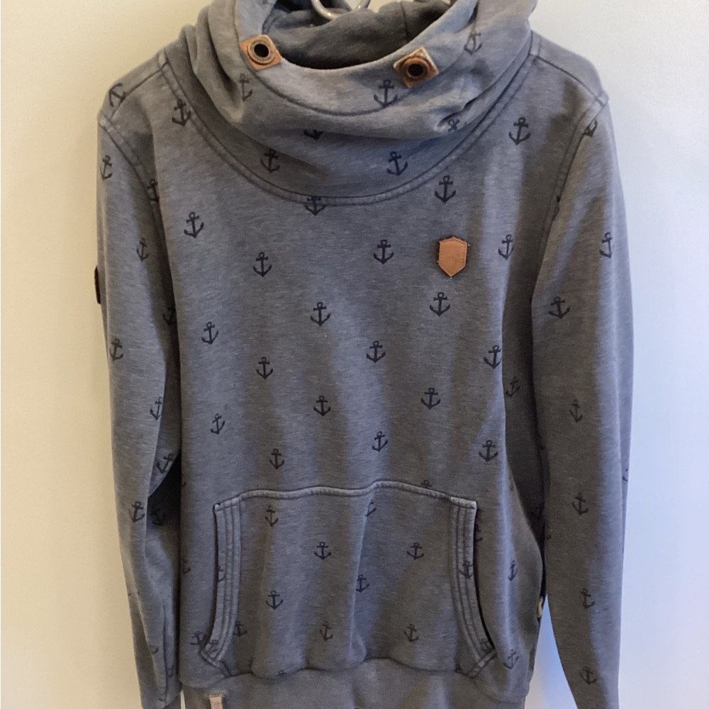 Navy Anchor Print Hoodie